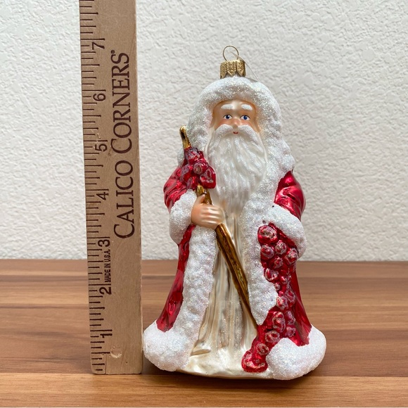 Glassware Art Studio Poland Santa Hand Blown Handcrafted Mercury Glass Ornament - Picture 11 of 16